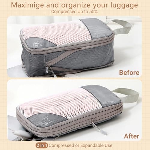 ChioSun Compression Packing Cubes, 7 PCS Ultralight Packing Cubes,Grey — view 5