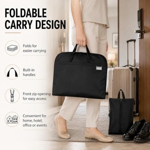 2PCS Black Suit Bag Set, Dress Cover, Garment Covers for Travel Storage — view 4