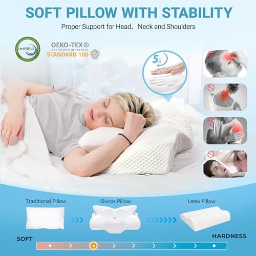 Elviros Cervical Memory Foam Neck Pillow for Neck Pain Relief — view 4
