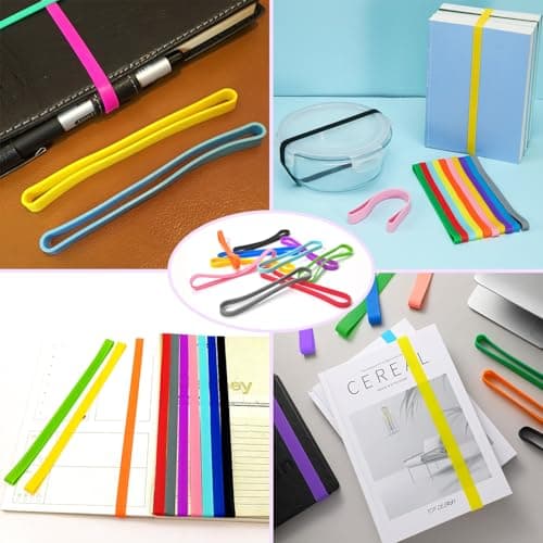 SYEYCW 20 Pcs Large Silicone Elastic Bands, Thick Elastic Bands, Colorful Rubber Bands, Elastic Rubber Wrapping Bands, for Office Supply, File Folders, Books, Art, School, Home, Cooking, Wrapping — view 6