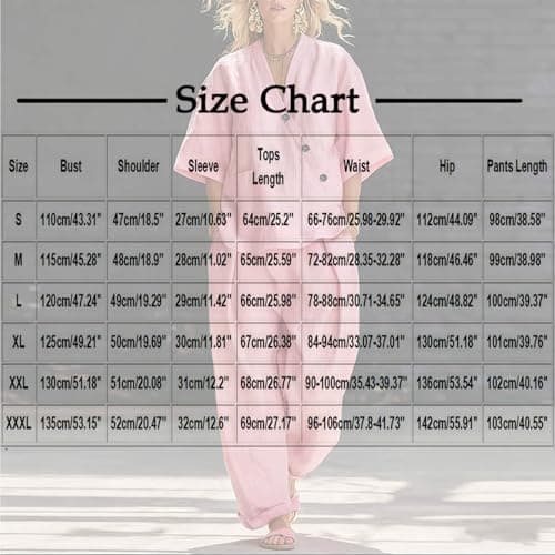 womens gym set Co Ord Sets for Women Cotton Linen 2 Piece Plus Size V Neck Tops & Wide Leg Trousers Summer Fashion Loose Comfy Vacation Travel Airport Outfits Light Blue XL — view 3