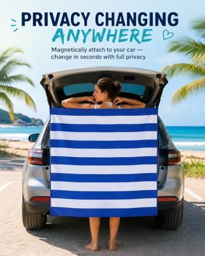 Evolpor Magnetic Beach Towel Extra Large 200 × 90 cm, Wearable Microfibre Towel for Adults with Hidden Magnets, Quick Dry Sand Free Changing Towel for Sun Lounger, Swim & Travel — view 4