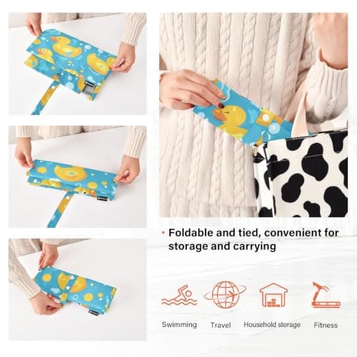 Yellow Rubber Ducks on Blue 3 Set Travel Packing Cubes For Suitcases Waterproof Travel Space Saver Bags Storage Bag Baby Clothes Storage — view 4
