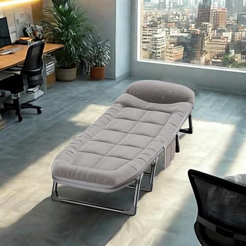 Camping Bed for Adults with Mattress, 6-Position Adjustable, 300kg Load — view 6
