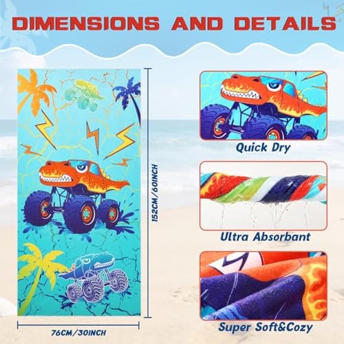 WERNNSAI Monster Microfibre Beach Towel for Kids, 76 x 150cm Bath Towel — view 4