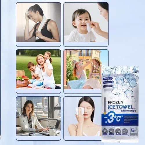 Cooling Wipes 5-Pack, Portable Ice Wet Washcloths for Camping, Gym, Travel, — view 4