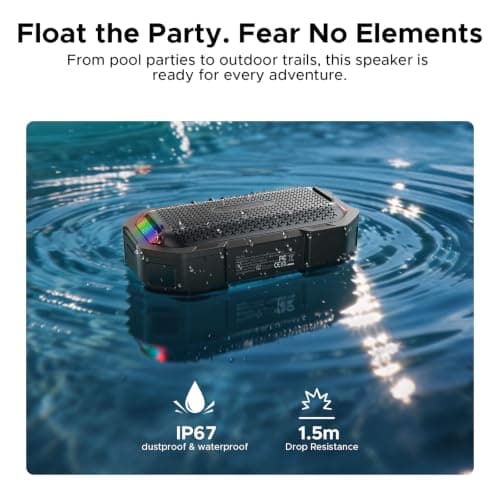 DOOGEEEco MagGrip Magnetic Portable Bluetooth Speaker, IP67 Waterproof Wireless Portable Speakers Bluetooth with RGB Light, 10W Loud Stereo TWS Pairing Bluetooth Speakers for Outdoor Kitchen - Black — view 5
