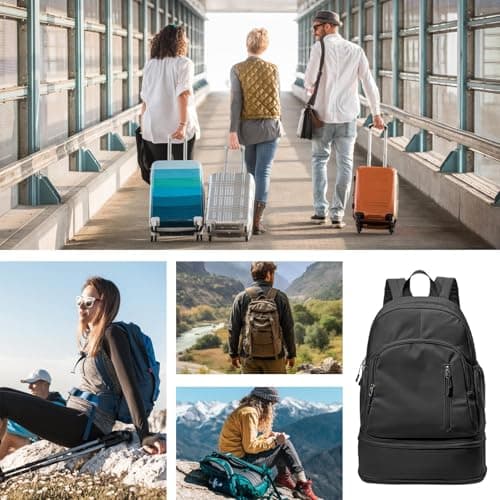 Backpack with Shoe Compartment, Waterproof Dry-Wet Separation Back Pack, Workout Backpack, for Workout Swimming Yoga Short Trips Outdoor Activities — view 4
