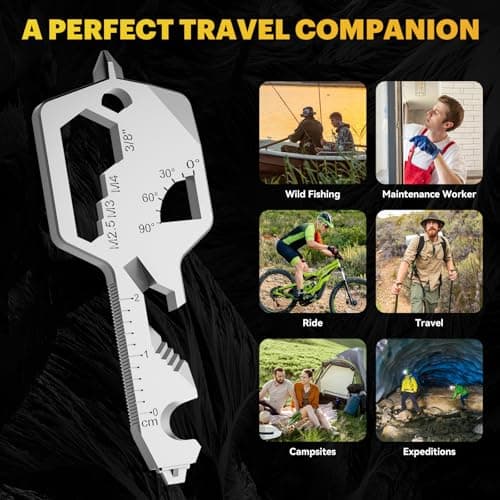Key Shaped Pocket Multitool 20-in1 Multi Tool, Stainless Steel Keychain Utility Gadget,Gift for Men, Women, Father,Groomsmen, Valentine's, Birthday, Christmas — view 5