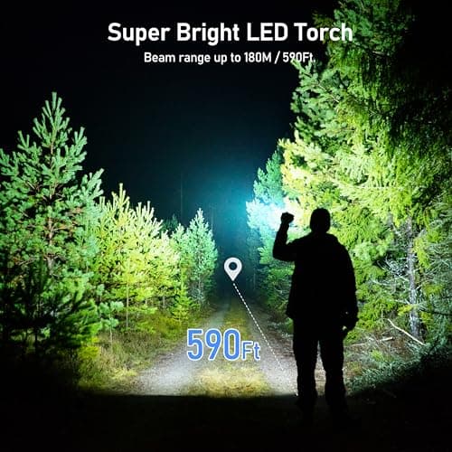 Blukar LED Torch Rechargeable, 2000L Super Bright Adjustable Focus Torches — view 2
