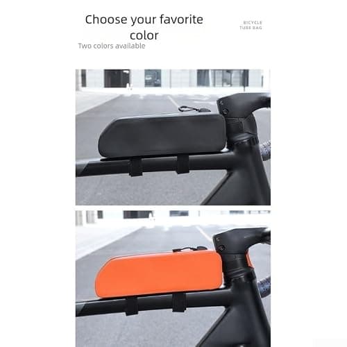 Jayruit Bike Top Tube Bag, Waterproof Bike Front Frame Bag, Hard Case Bike Bag, Large Capacity fits for Outdoor Cycling Travel Hiking(Orange) — view 2