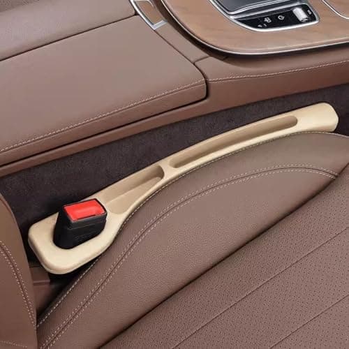 Vehicle Mounted Gap Leak Proof Filling Strip, Car Seat Gap Filler, Car Gap Filler Organizer, Car Seat Gap Plug with Phone Holder, Auto Side Seat Gap Filler Organizer for Car SUV Truck Seat (Beige) — view 3