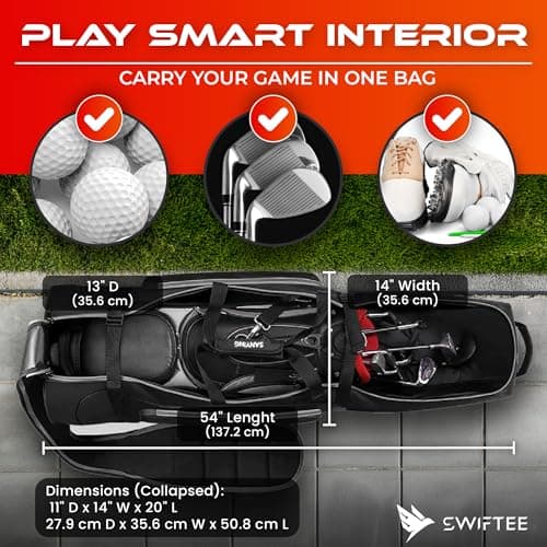 SWIFTEE Premium Golf Travel Bag with Hard Case Swiftee Branded Top & TSA Lock – 1680D Oxford Fabric, Oversized Wheels, Lightweight Airline Carrier for Maximum Club Protection (Black) — view 3