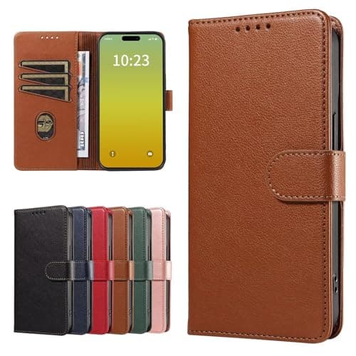 GoodcAcy Case Wallet for Motorola Edge 60 Neo, Genuine Leather Wallet Folio Case [Magnetic Closure] [RFID Blocking Card Slot] [Kickstand] Full Protection Case - Brown