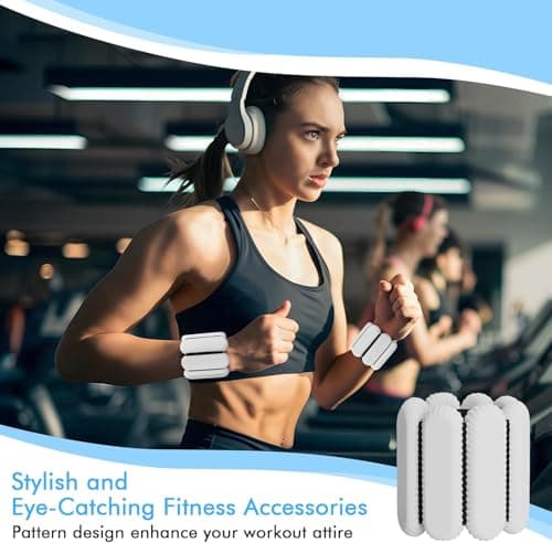 2 PCS Adjustable Wrist Weights Ankle Weights Set for Exercise Walking Jogging Yoga Aerobics Pilates Weight-Bearing Bracelet Fitness Wristband (Grey, 2lbs/each) — view 5