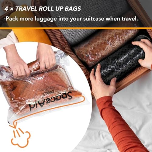 SpaceAid 20 Pack Vacuum Storage Bags, Space Saver Sealer Compression Bags for Comforters, Blankets, Pillows, Bedding, Clothes (4 Jumbo/4 Large/4 Medium/4 Small/4 Roll) — view 4