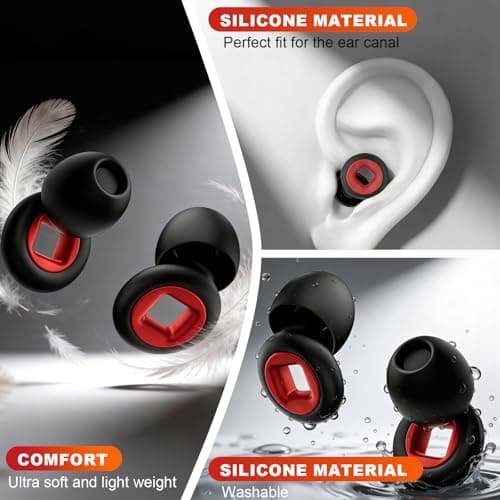 Ear Plugs Wind Noise,45db Earplugs Riding,Motorcycle Hearing Protection,Reusable Wind Noise Cancelling Earplug for Motorbike,Touring,Racing,Riding,Sleep,Concerts (Black and Red) — view 4