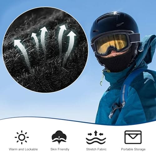 Mayoii Dual-Use Thermal Balaclava, Multifunctional Ski Mask, Elastic Balaclavas for Men, Warm Windproof Mens Beanie Hat, Winter Hat for Outdoor Sports (UK, Alpha, One Size, Black) — view 3