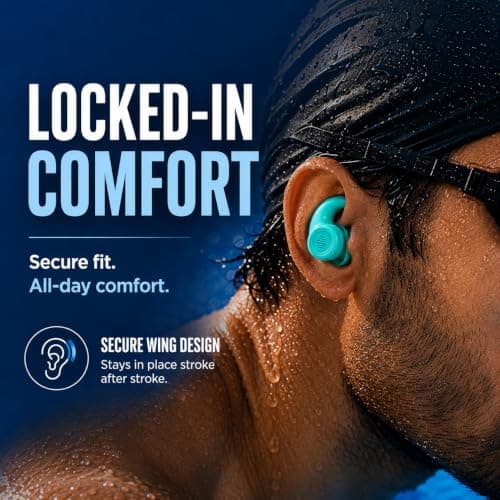 H20VIZ Pro Swim Ear Plugs | 3 Pairs | Waterproof, Reusable Silicone Earplugs for Swimming, Surfing, Snorkeling & All Water Sports (Green, Blue, Coral, 3 Pairs) — view 4