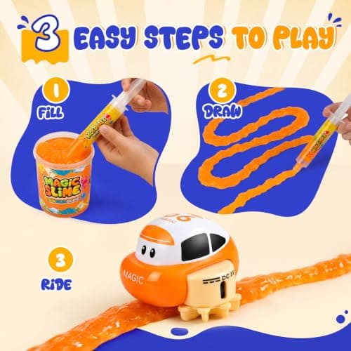 DIY Slime Track Car, Rechargeable Yellow Car with Reusable Orange Slime — view 2