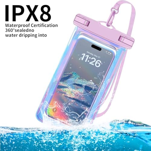 Up to 8.3" 4 Pack Iridescence Universal Waterproof Phone Pouch, Large Phone Waterproof Case Dry Bag, Protection Level: IP68, Outdoor Sports for Apple iPhone,Samsung,and More, Iridescence 4 Pack — view 3