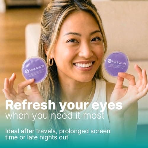 Medi Grade Cooling Eye Mask for Puffy Eyes, Cold Compress Gel Pads, Purple — view 5