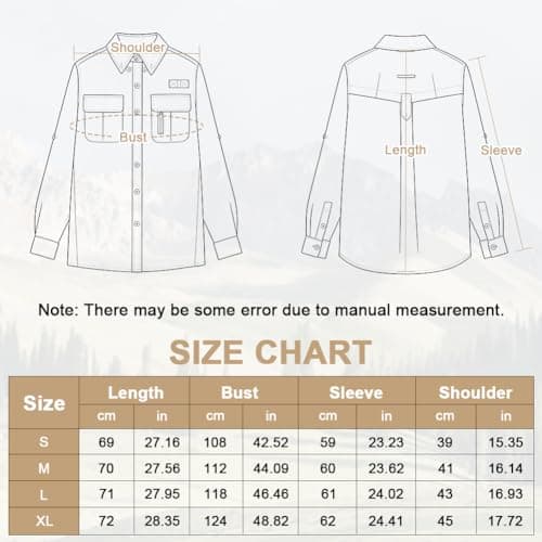 BSBUY Women's UPF 50 Shirts Ladies Safari Sun Shirts Quick Dry Fishing Hiking Shirts Lightweight Outdoor Tops Button Up Outfits Blouses with Pockets Long Sleeve UV Protection Shirt Blouses(L) — view 2