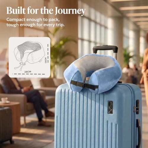 LUGG Memory Foam Travel Pillow – 360° Ergonomic Neck & Head Support, Slow Rebound Cushioning, Breathable Cover, Lightweight U-Shape Pillow for Flights, Trains & Cars, Includes Storage Bag - Slate Blue — view 5