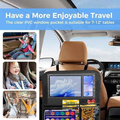 rzoixuur Backseat Car Organizer(2-Pack),9 Storage Pockets, Car Organizer with Tablet Holder,car Travel Essentials for Long Tripscar Organizers and Storage — view 3