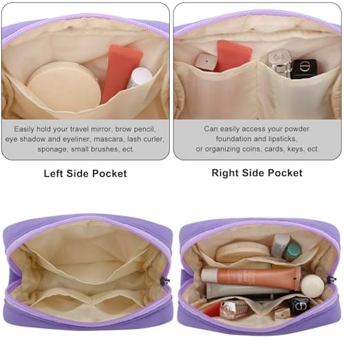 DOB SECHS Waterproof Mini Travel Makeup Carrying Case Wash Bags Cosmetic Bag Portable Electronics Accessories Organizer Wash Gym Shaving Bag (#25081-Purple, Small) — view 4