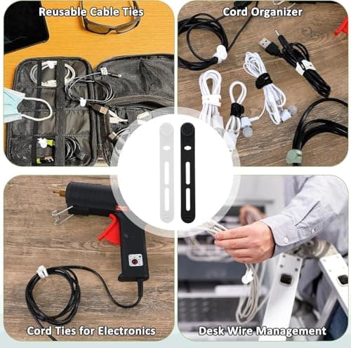 12pcs Silicone Cable Ties - Reusable Cable Ties for organizing Earphones, Phone Chargers, Computer Cables, and Home Appliance Cords - Perfect for Tidy Cable Management — view 6