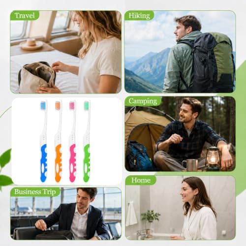 Dplolng 4 Pcs Portable Toothbrush,Travel Size Toothbrush for Camping Hiking — view 6