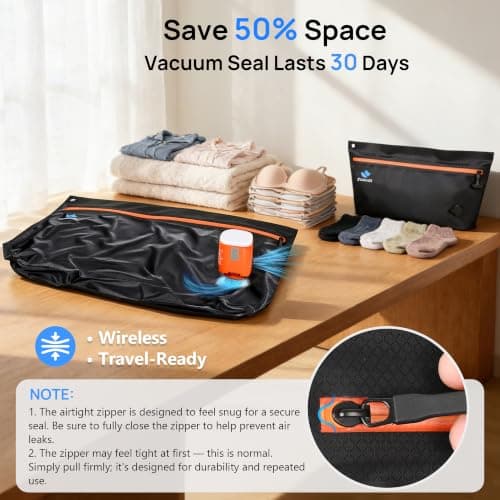 Zurligi Travel Vacuum Bags Kit with Pump, 3-Pack for Clothing & Underwear — view 6