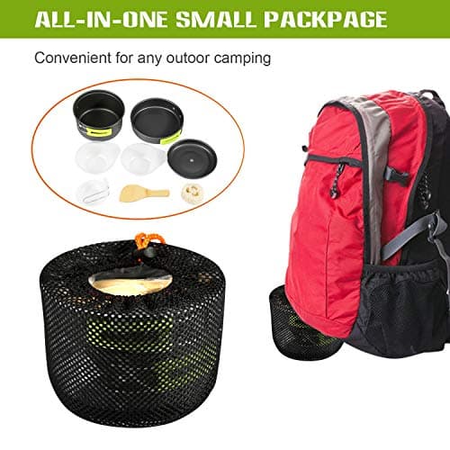 Ballery Camping Cookware, Portable Cooking Backpacking Kit, 8 Pcs Pot Pan Set with Mesh Bag for Outdoor Camping Hiking Picnic — view 4