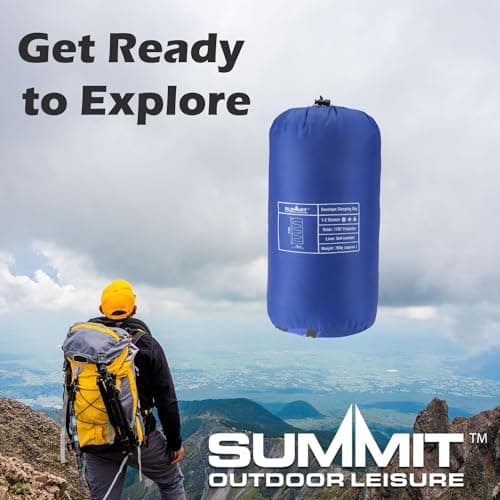 VFM e-Store - Envelope Sleeping Bag Single Stylish, Warm, Easy To Pack Camp Bag Outdoors Camping Hiking Holidays Festivals Travel - Blue Envelope — view 6