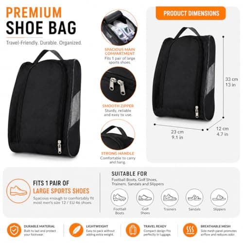 Shoe Bag 37x24cm, Waterproof Breathable Boot Pouch Football & Golf Shoes — view 2