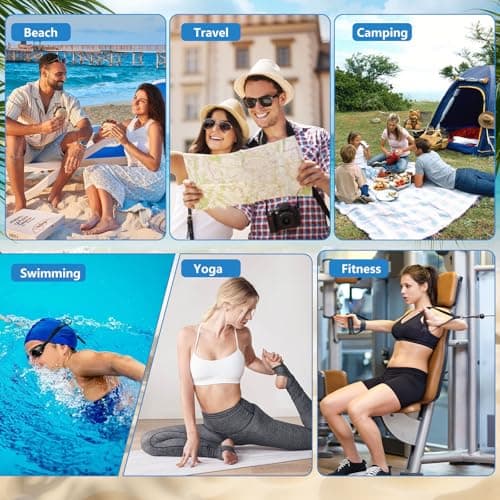 Luckezo 2 Pack Thin Lightweight Microfiber Beach Towel, Oversized 180 x 90 cm Big Extra Large Microfiber Sand Free Towels, for Travel Sports Pool Swimming Bath Camping Yoga Girls Women Men Adults — view 6