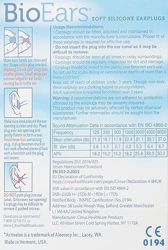 BioEars Soft Silicone Earplugs with ACTIValoe. (6 pairs) — view 3