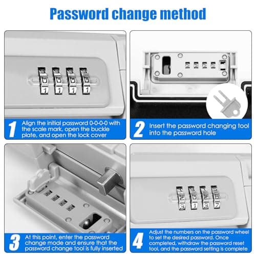 Portable Combination Lock Box Resettable 4 Digit Waterproof Code Lock Box Compact Travel Cash Security Case w/Removable Steel Cable for Travel Hotel Beach — view 3
