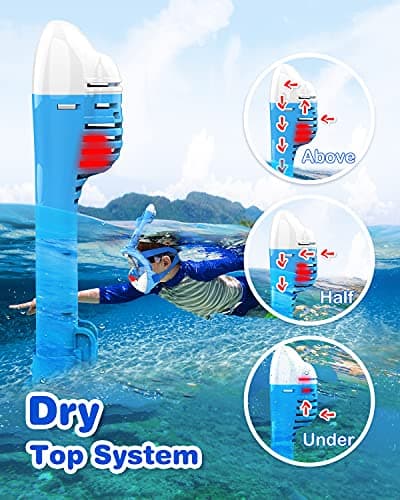 Dancial Snorkel Mask for Kids, 180° Panoramic View Full Face Diving Mask Free Breathing Snorkeling Mask, Safe, Anti-Fog, Anti-Leak Snorkel Set, Dry Top Swimming Mask Gift for Kids 4-12 Blue — view 3