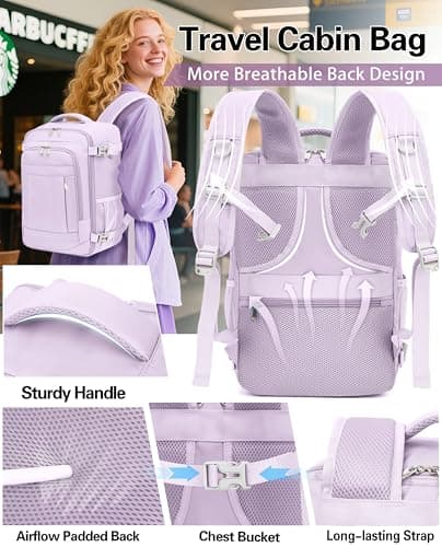 KLOSTAIN Ryanair Cabin Bags 40x30x20 Underseat 24L Laptop Carry On Backpack Fits easyJet Eurowings Wizz Air Light Purple — view 5