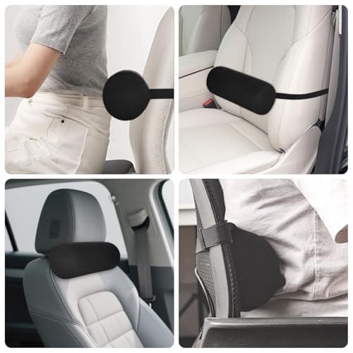 Trendecor Lumbar Roll Lumbar Support Cushion 11 Inch Adjustable Round Lumbar Pillow with Removable Washable Cotton Cover Lumbar Support Pillow for Office Chair Car Couch Black — view 6