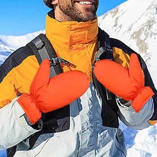 rockible Down Mittens Snow Mittens Soft Warm for Men Women Insulated Winter Gloves Ski Mittens for Biking Snowboarding Skiing Cycling, Orange — view 4