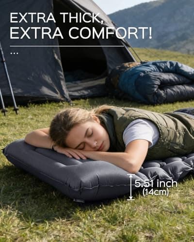 NHOWIN Inflatable Camping Mat, Foot Pump, Pillow, Connectable, Grey — view 6