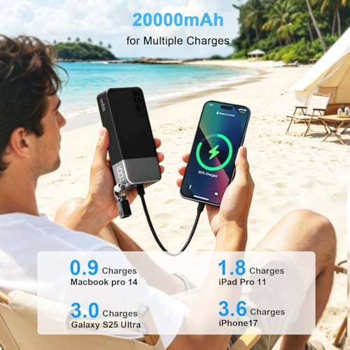 NOBIS Portable Charger 20000mAh 65W Power Bank w/Detachable Cable — view 3