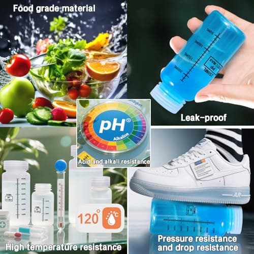 DKBT Pack of 3 Wide Mouth Water Bottle 250 Ml Plastic Bottles with Wide Opening Lids Leak-Proof Laboratory HDPE Bottle Translucent Pill Bottles for Pill Medicine Water Sample Travel — view 4