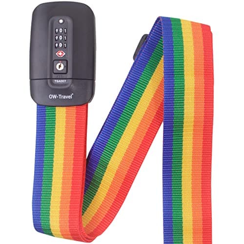 OW-Travel Lockable Luggage Straps for Suitcases with TSA Lock, Rainbow