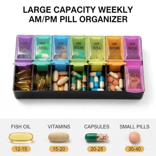 ChioSun 7 Day 2 Times a Day Pill Organiser, AM/PM Dosette Box — view 2