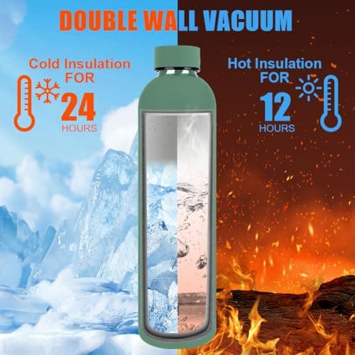 flintronic 750ml Insulated Water Bottles,Double Wall Vacuum Drinks Bottle Keeps Drinks Cold 24 Hrs/Hot 12 Hrs, Stainless Steel Water Bottle with Handle,Sports Flask BPA Free for Sports, Camping — view 2
