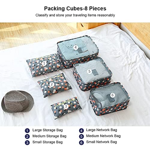 Vicloon Luggage Organizer, Travel Organizers, Suitcase Organizer Include Travel Packing Cubes and Compression Bags, Blue Grey, 40 * 30 * 13,31 * 28 * 13,30 * 20 * 13,34 * 27,26 * 26,25 * 16 cm — view 3